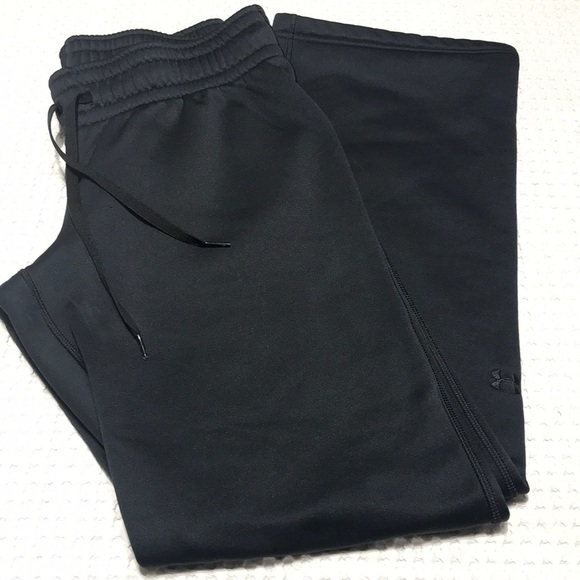 Under Armour Other - Under Armour Joggers Small Black Drawstring Waist Wide Leg Unisex Logo Cold Gear